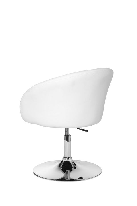 Rootz Lounge Armchair - White Synthetic Leather - Swivel - Modern Design - Dining Room Chair - Club Chair