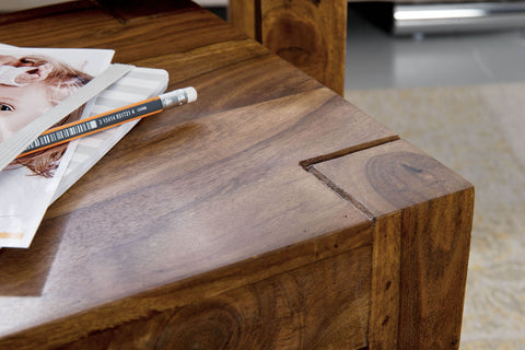 Rootz Nesting Tables - Set of 3 - Solid Wood Sheesham - Dark Brown - Natural Wood - Country House Style - Side Tables