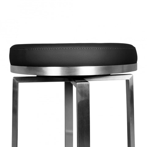 Rootz Bar Stool - Durable M8 - Black Stainless Steel Bar Stool - Modern Bar Chair - Swivel Counter Stool with Legs