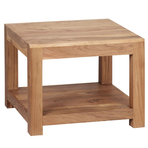 Rootz Coffee Table - Solid Wood Acacia - Dark Brown - Country Style Side Table - 60 x 60 cm