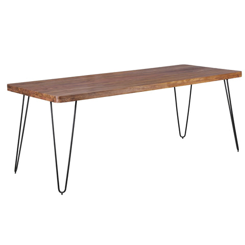Rootz dining table solid wood Sheesham 200cm dining table wooden table Metal legs kitchen table Landhaus dark-brown