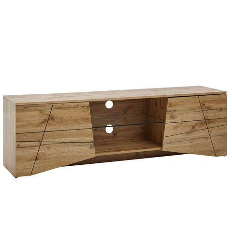 Rootz TV Stand - Lowboard - TV Dresser with Two Doors - Modern High Design TV Cabinet - Living Room TV Stand - Oak Wood - 160x50x40 cm