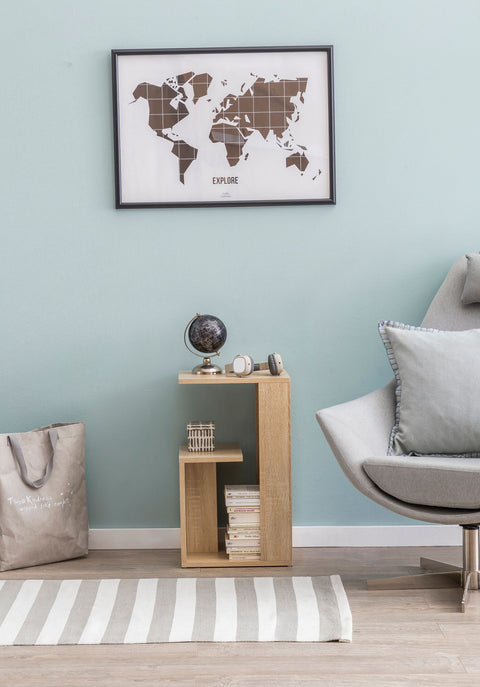 Rootz Wood Side Table - Sonoma - Design for Sofa or Coffee - Small and Modern Square Table - 35x29.5x60cm