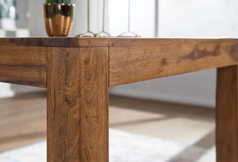 Rootz dining table solid wood sheesham 80 cm dining room table wooden table design kitchen table country style dark brown