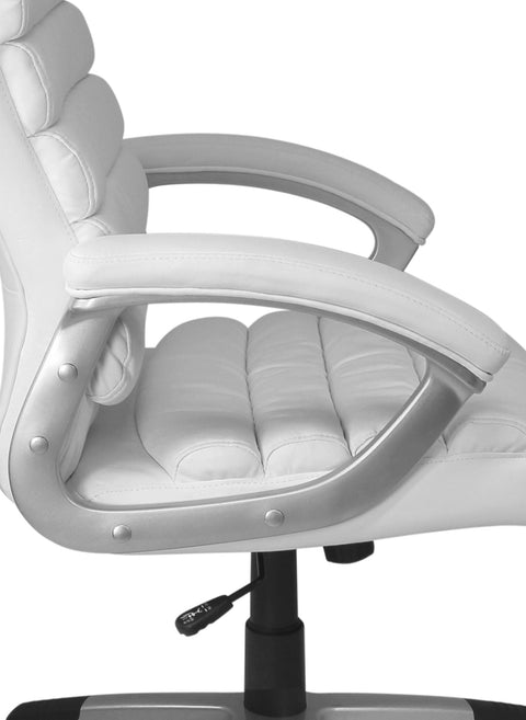 Rootz Office Chair - White Artificial Leather - Ergonomic with Headrest - Design Executive Chair - Desk Chair with Wiping Function - Swivel Chair - High Backrest (X-XL, 120kg)