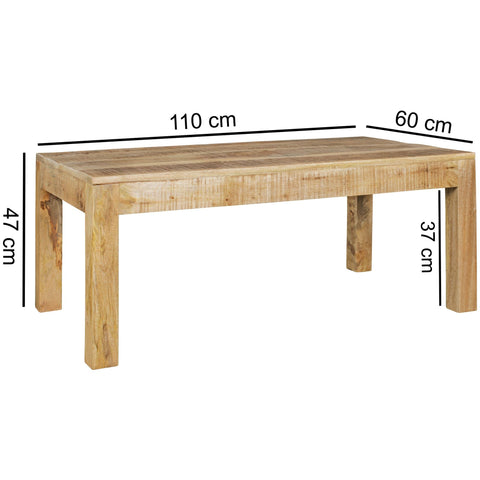 Rootz Table - Solid Wood - Natural Mango Wood - Rustic Country Style Coffee Table - Solid Wood Living Room Table - 110 x 60 x 47 cm