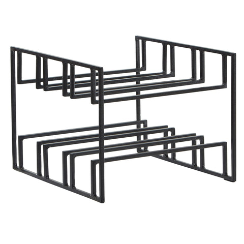 Rootz Wine Bottle Holder - Black Metal - Holds 6 Bottles - Modern Iron Wine Rack - 29x21x25 cm