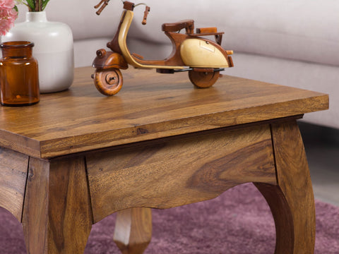 Rootz Coffee Table - Solid Wood Sheesham - 60cm Wide - Dark Brown - Country Style - Living Room Table