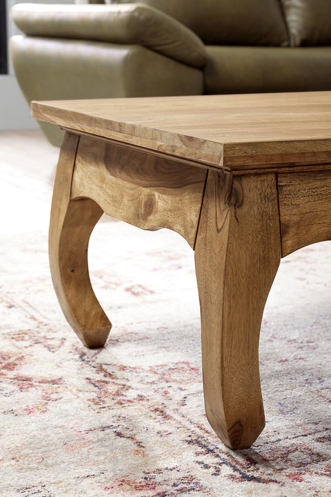 Rootz Coffee Table - Acacia Wood - Natural Country House Style - Living Room Side Table - 110cm Wide
