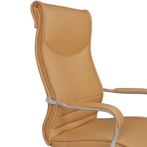 Rootz Office Chair Cover - Caramel Faux Leather - Design Desk Chair - Executive Chair - Height Adjustable Swivel Chair - Ergonomic with Armrests, Upholstered High Backrest, and Rocking Function - X-XL 150kg