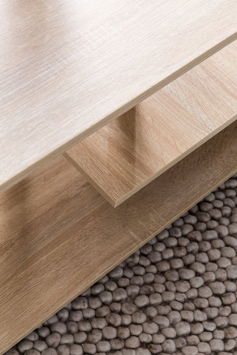 Rootz Rotatable Coffee Table - Sonoma - Castors - Design with Storage Space - 105x48.5x60cm