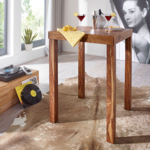 Rootz Bistro Table - Hardwood Bartisch Sheesham - Country Style - Square Wooden Bistro Table - Dark-Brown - 80 x 80 x 110 cm
