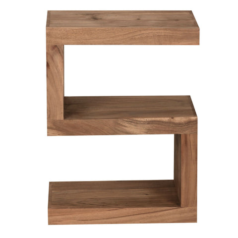 Rootz Side Table - Solid Wood - Acacia S Cube - 60 cm - Brown Design Coffee Table in Country Style