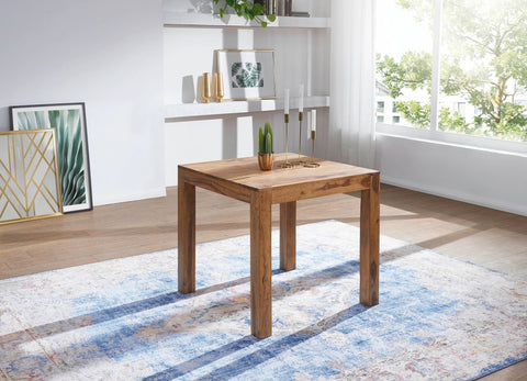 Rootz dining table solid wood sheesham 80 cm dining room table wooden table design kitchen table country style dark brown