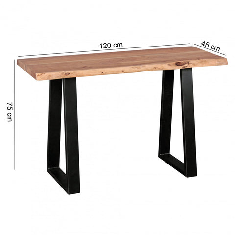 Rootz Console Table - Rustic Acacia Wood - Solid Wood Entryway Table - Country House Style Desk and Dressing Table - 120 x 45 cm