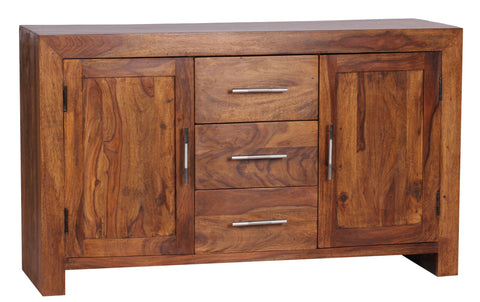 Rootz Sideboard - Solid Wood Sheesham - 3 Drawers - 2 Doors - Country House Style - Brown - 118 cm