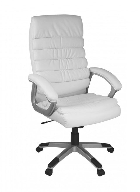 Rootz Office Chair - White Artificial Leather - Ergonomic with Headrest - Design Executive Chair - Desk Chair with Wiping Function - Swivel Chair - High Backrest (X-XL, 120kg)