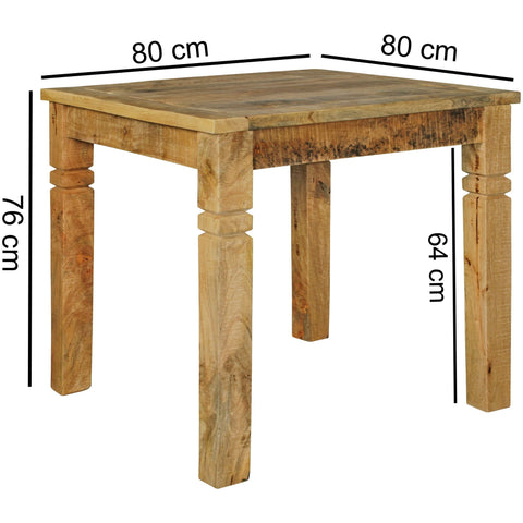 Rootz Dining Table - Square - Solid Mango Wood - Rustic Design - Dining Table for 4 - Real Wood - 80 x 80 x 76 cm