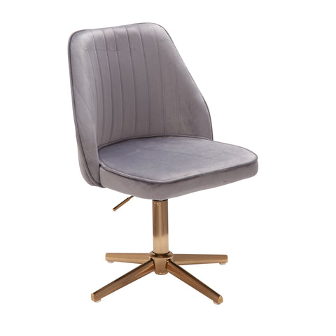 Rootz Swivel Desk Chair with Backrest - Height Adjustable Shell Chair - Rotatable Home Office Chair - Gray Velvet Design - 120 kg Capacity