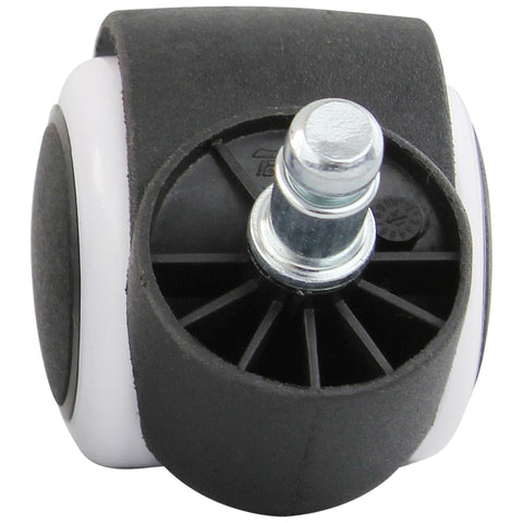 Rootz Set of 5 Premium White Office Chair Castors - Smooth Hard Floor - 11mm Pin - 50mm Diameter - Swivel Castors for Hard Floors