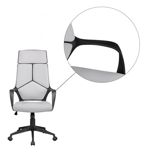 Rootz Office Chair - Light Gray Fabric - Design Executive Chair - Swivel Chair with Tilt Mechanism & Armrests