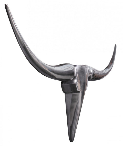 Rootz Bull Antlers Decor - Silver Aluminum - Wall Decoration - 74cm Wide - Decorative Aluminum Wall Art