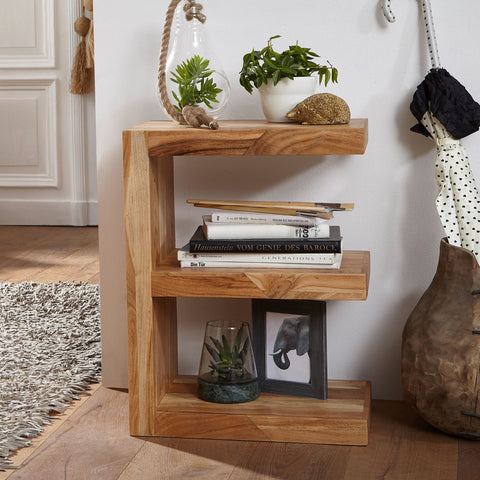 Rootz Side Table - Acacia Wood E Cube - 60cm High - Brown Country-Style Living Room - Coffee Table