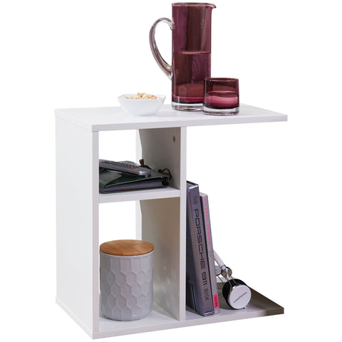 Rootz Wood Side Table - Design Side Table for Sofa - Small Modern Coffee Table - Square Coffee Table - High Sofa Table - White -  50x50x30cm