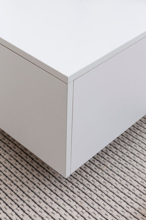 Rootz Wood Coffee Table - Modern Coffee Table - White Square Side Table - Design Lounge Table - Living Room Coffee Table -  60x60x35.5cm