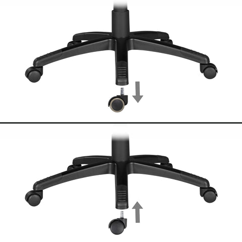 Rootz Castors for Office Chair - Set of 5 Braked - Soft 11mm Pin - 50mm Diameter - Premium Black Carpet Rolls - Castors for Soft Floors