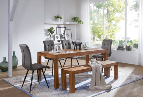 Rootz Dining Table - Solid Wood Sheesham 120 cm - Design Kitchen Table - Dark Brown - Country Style