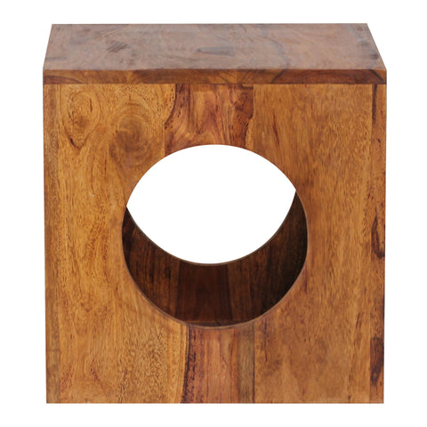 Rootz side table solid wood Sheesham 35x35 cm Cube living room table design country style coffee table square
