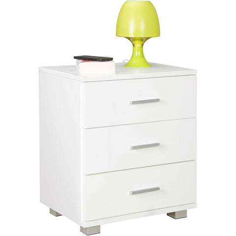 Rootz Wood Night Console - 3 Drawers White Design Nightstand - Small Nightstand - 45 x 54 x 34 cm