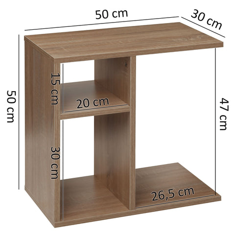 Rootz Wood Side Table - Sonoma - Design Side Table for Sofa - Small Modern Coffee Table - Square Coffee Table - High Sofa Table - 50x50x30cm