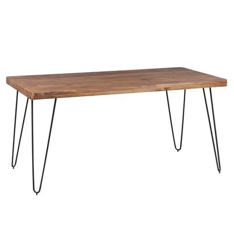 Rootz dining table solid wood Sheesham 120cm dining table wooden table Metal legs kitchen table Landhaus dark-brown