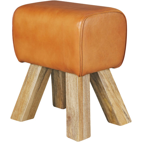 Rootz Seat Stool - Design Brown Upholstered - Leather Footstool Footrest - 40 x 30 x 47 cm