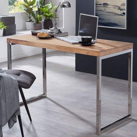 Rootz Desk - Acacia Wood - Computer Table with Metal Legs - Rustic Laptop Table - 120 x 60 cm