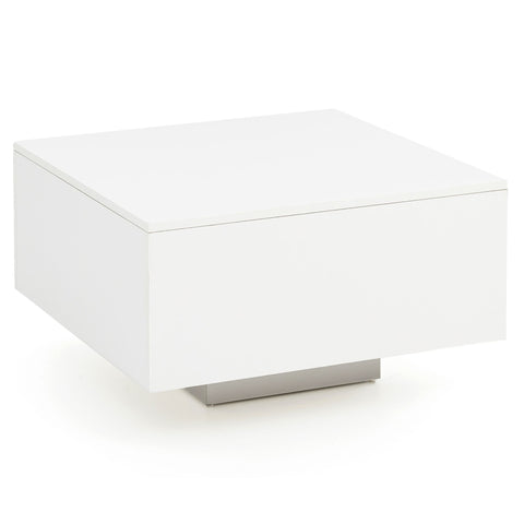 Rootz Wood Coffee Table - Modern Coffee Table - White Square Side Table - Design Lounge Table - Living Room Coffee Table -  60x60x35.5cm