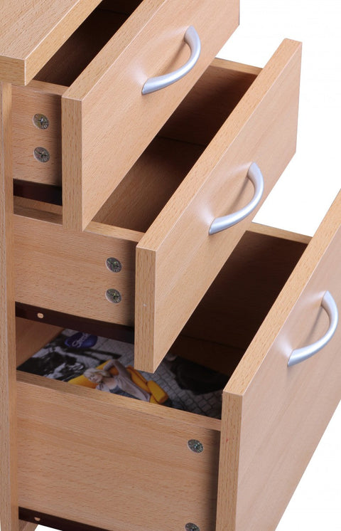 Rootz Rolling Cabinet - Beech Base Cabinet with Castors - Drawer Trolley - Office - Makeup and Cosmetic Storage - Under Desk Container - 40 x 60 x 45 cm