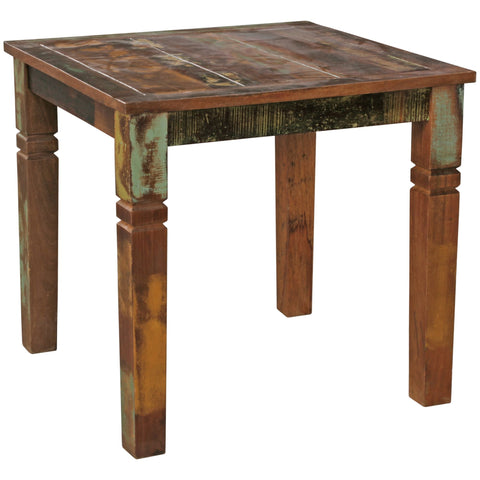 Rootz Dining Table - Shabby Chic - Mango Solid Wood - Country House Design Boatshower - Rectangular Kitchen Table (4 People) - 80x80x76cm