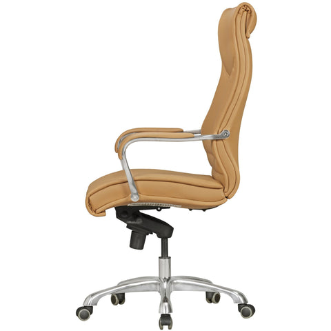 Rootz Office Chair Cover - Caramel Faux Leather - Design Desk Chair - Executive Chair - Height Adjustable Swivel Chair - Ergonomic with Armrests, Upholstered High Backrest, and Rocking Function - X-XL 150kg