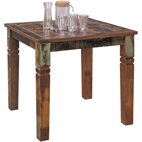 Rootz Dining Table - Shabby Chic - Mango Solid Wood - Country House Design Boatshower - Rectangular Kitchen Table (4 People) - 80x80x76cm