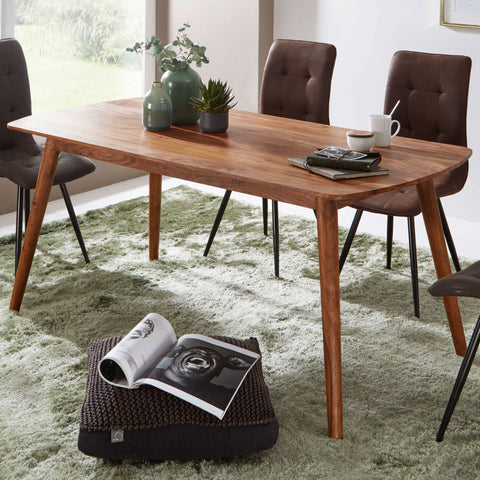 Rootz Dining Table - Sheesham Solid Wood - Designer Kitchen Table - Rustic & Modern - Large Solid Wood Dining Table - 120x77x60cm