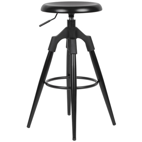 Rootz Bar Stool - Industrial Design Counter Chair - 100 kg Max Load Capacity - Black Metal - 72-80 cm Height