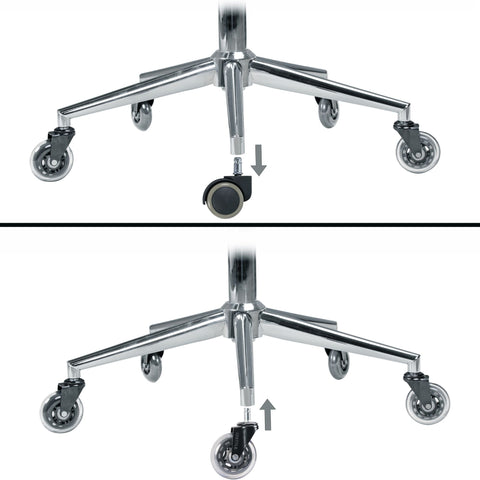 Rootz Office Chair Castors - Set of 5 Heavy-Duty - 1mm Pin - 75mm Diameter - Silent Premium Rollers for Smooth and Universal Use - Transparent Soft Floor Rolls