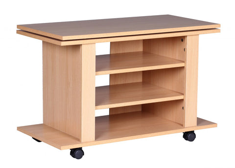 Rootz TV Stand - Beech -  Rotatable and Rollable - TV HiFi Bench - 75 x 38 x 51 cm