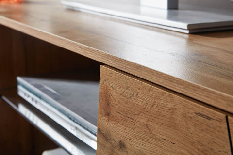 Rootz TV Stand - Lowboard - TV Dresser with Two Doors - Modern High Design TV Cabinet - Living Room TV Stand - Oak Wood - 160x50x40 cm