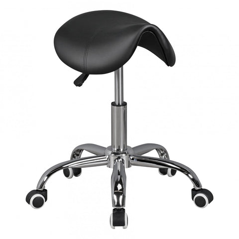 Rootz Hairdresser Stool - Black - Height Adjustable Swivel Stool with Castors - Artificial Leather Praxishocker