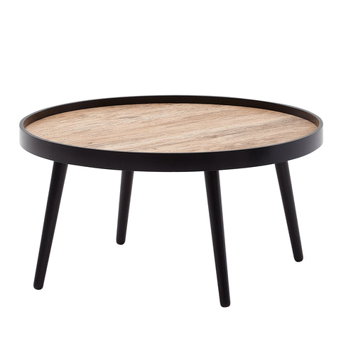 Rootz Coffee Table Round - Black Brown Modern Design - Large Living Room Table - Lounge Table - 76x76x40 cm