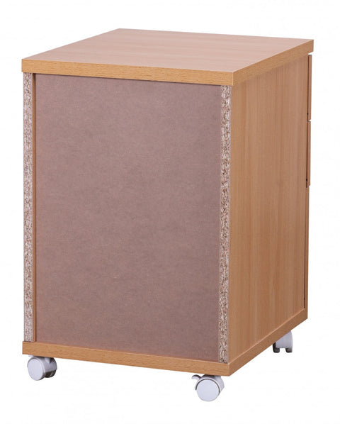 Rootz Rolling Cabinet - Beech Base Cabinet with Castors - Drawer Trolley - Office - Makeup and Cosmetic Storage - Under Desk Container - 40 x 60 x 45 cm